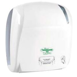 TWINSAVER Autocut/Reflex Paper Dispenser - White - Plastic