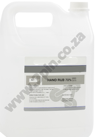 PTC Alcohol Hand Rub - 5L Bottle - 70% Alcohol - Liquid