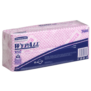 KIMBERLY-CLARK WypAll X50 Low Lint Cloths/Wipes - Red - 50 Sheets / 1 Sleeve - 42 x 25cm