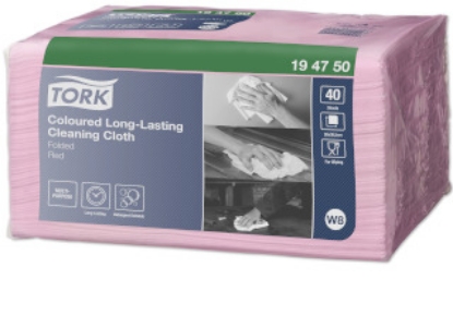 Picture of TORK W8 Low Lint Cleaning Cloths/Wipes - Red - 40 Sheets / 1 Sleeve - 75gsm