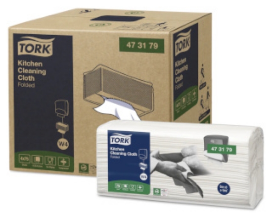 Picture of TORK W4 Folded Kitchen Cloth - White - 300 Sheets - 1 Ply - Case