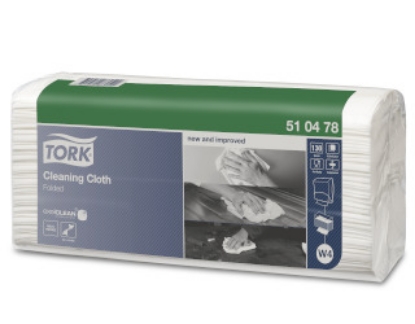 Picture of TORK W4 Folded Kitchen Cloth - White - 130 Sheets / 1 Sleeve - 55gsm