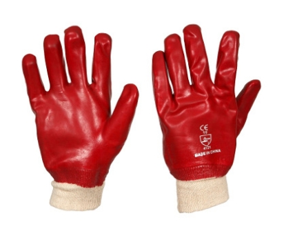 Picture of Red PVC Gloves with Knitted Wrists - Size 10 / L