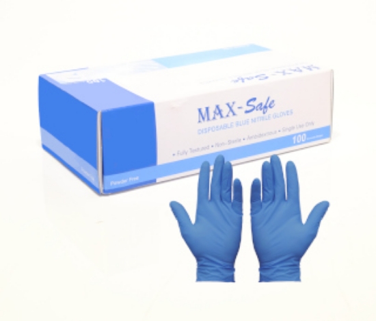 Picture of Examination Gloves - Nitrile - Size 8 / S - Powder-Free - Blue - Qty 100 - Non-Sterile