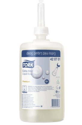 Picture of TORK S1 Extra Mild Liquid Soap Refill - 1,000ml - Unperfumed - 1,000 Doses