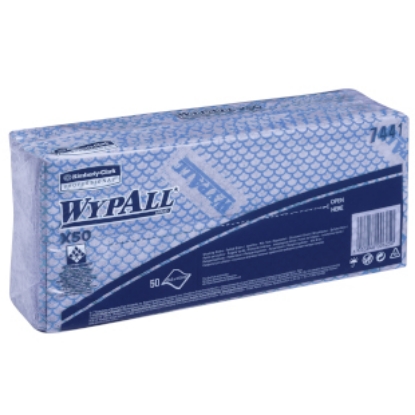 Picture of KIMBERLY-CLARK WypAll X50 Low Lint Cloths/Wipes - Blue - 50 Sheets / 1 Sleeve - 42 x 25cm