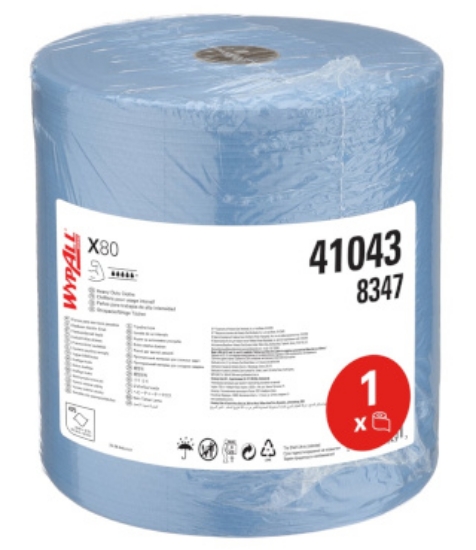 Picture of KIMBERLY-CLARK WypAll X80 Low Lint Wiper Roll - Perforated - Blue - 148m