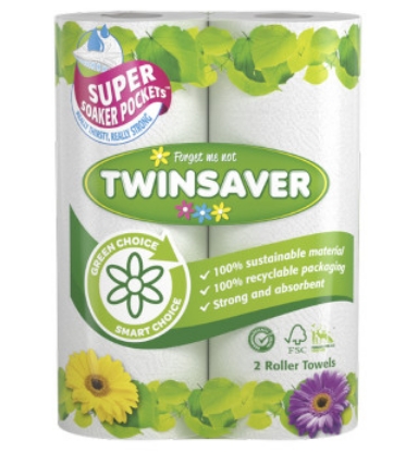 Picture of TWINSAVER Kitchen Towels - Standard - 2 Ply - 50 Sheets per Roll - 24 rolls