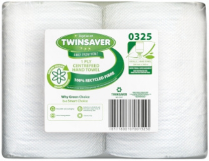 Picture of TWINSAVER Centrefeed Standard 360 Paper Towel Roll - 1 Ply - 360m - 4 Rolls