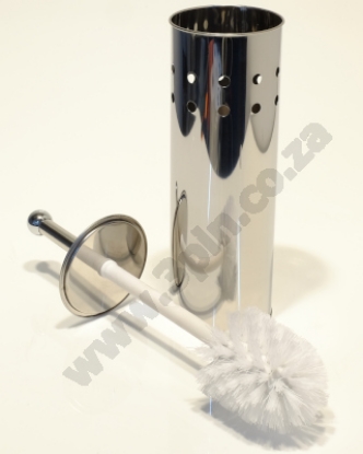 Picture of Toilet Brush Set - Round Cylinder with Handle Lid - Stainless Steel