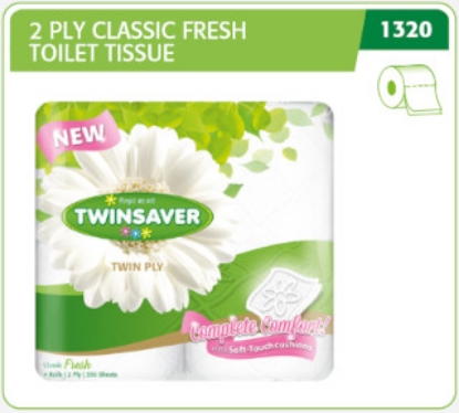 Picture of TWINSAVER Luxury Toilet Paper - Unwrapped - 2 Ply - 350 Sheets - 12 x 4 Rolls