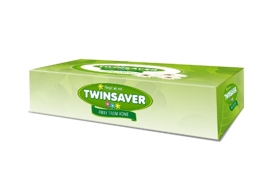 Picture of TWINSAVER Facial Tissues - 2 Ply - 40 Boxes x 90 Tissues - White