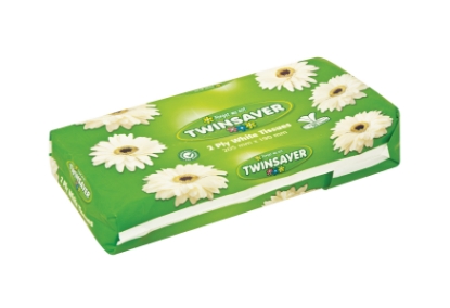 Picture of TWINSAVER Facial Tissues - 2 Ply - 40 Softpacks x 90 Tissues - White